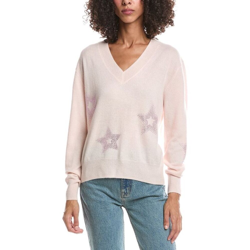 Brodie Cashmere Womens  Star Dust 100% Cashmere Sweater, Pink